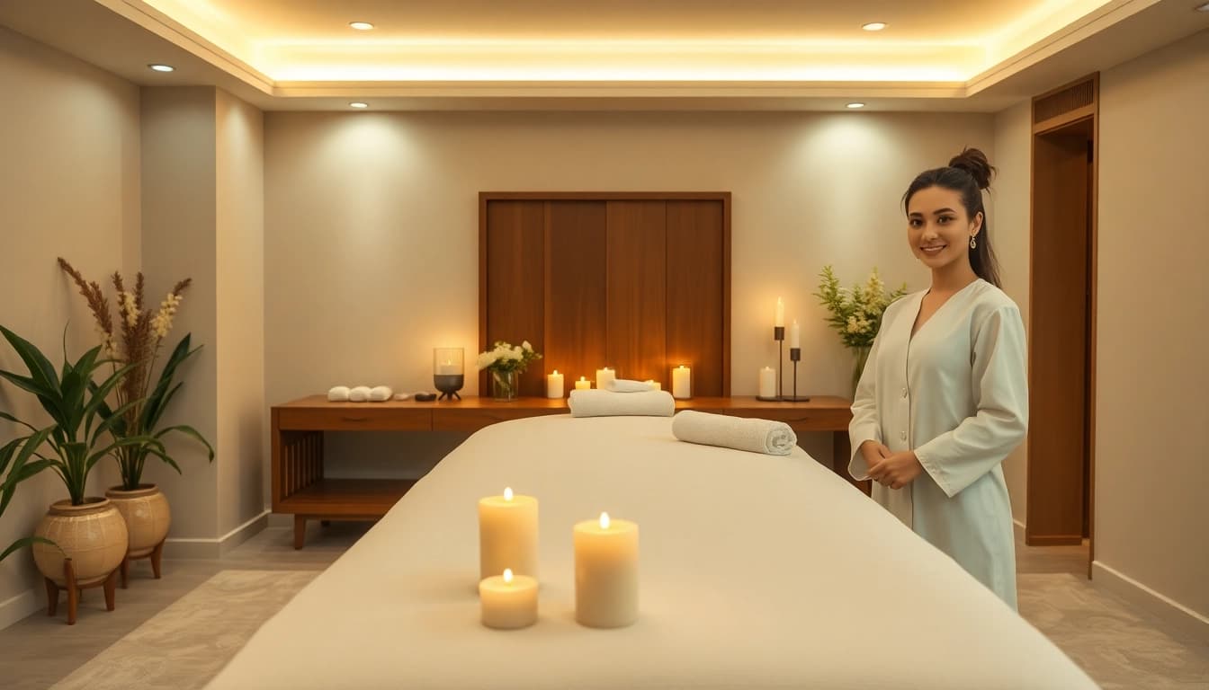 출장마사지 service in a cozy, elegant room with a skilled therapist.