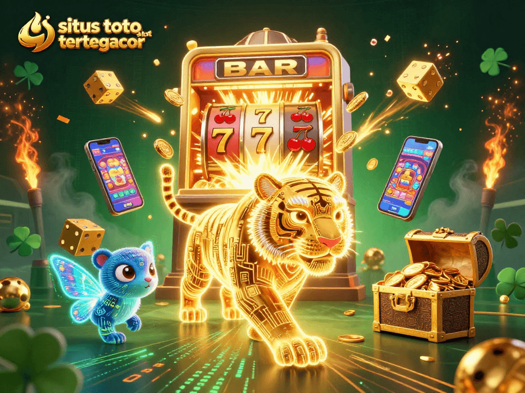 Experience the excitement of situs toto slot tergacor with a dynamic digital casino scene bursting with jackpots.