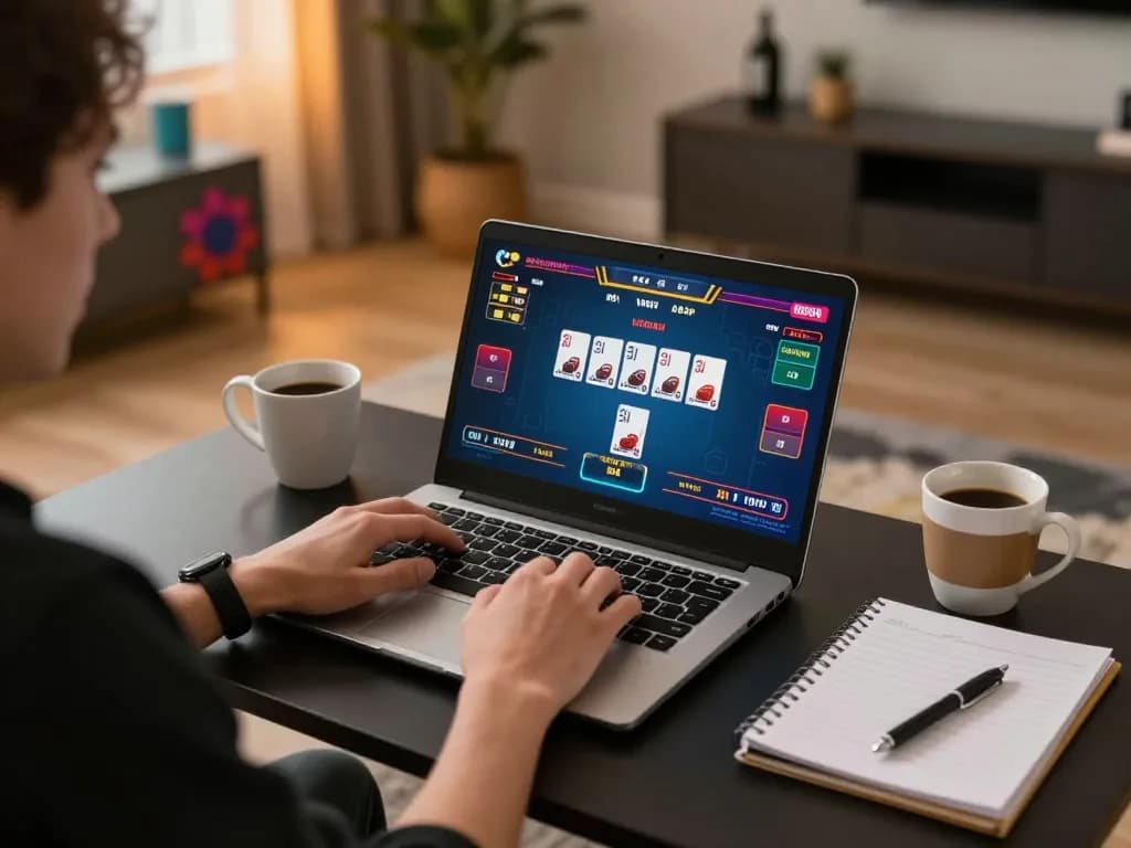 Engaging in online gaming at home with slot-gacor2026 for strategic casino action.
