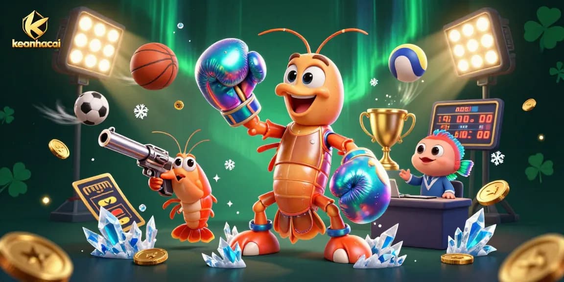 Bet on keonhacai with a dynamic sports scene featuring vibrant characters and animated sports elements.