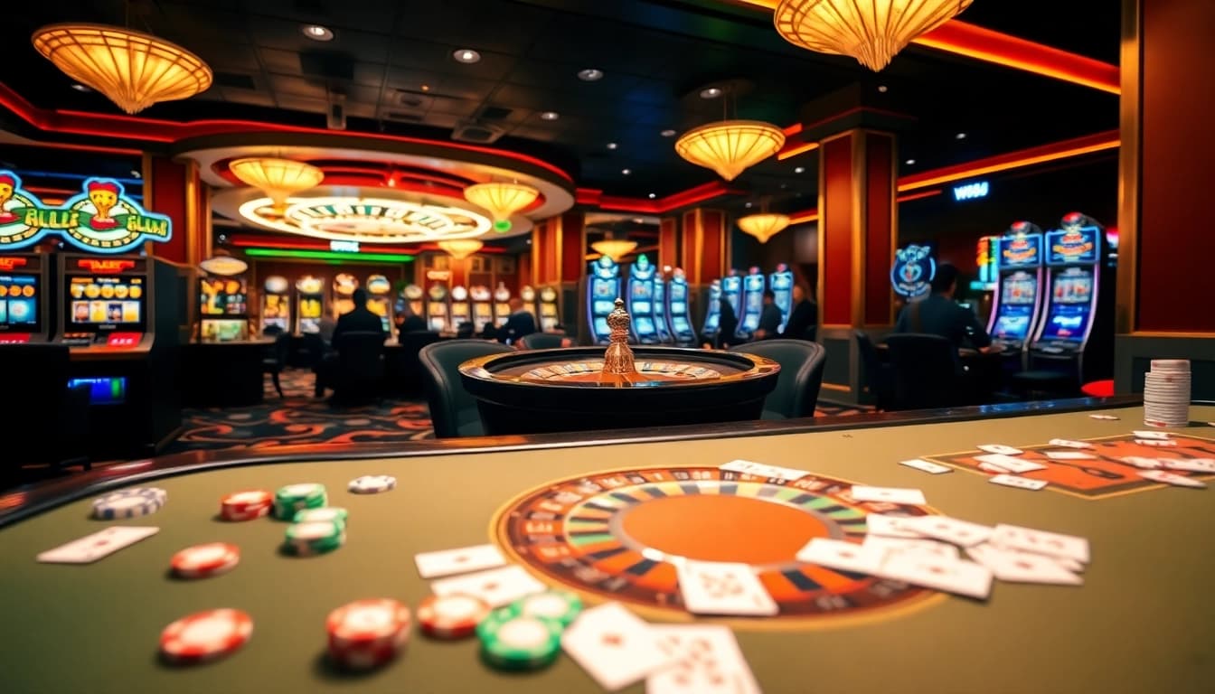 Experience thrilling gameplay at W88 with stunning casino visuals and vibrant gambling activity.