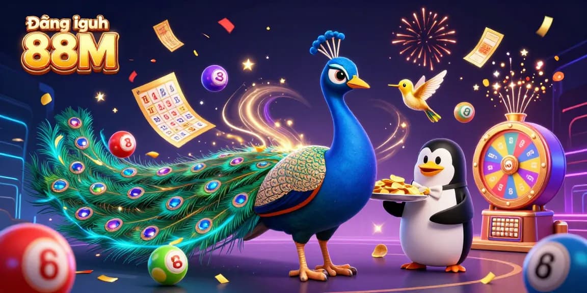 Engage in the excitement of Đăng nhập 88M with a vibrant illustration of casino characters and dynamic gaming elements.