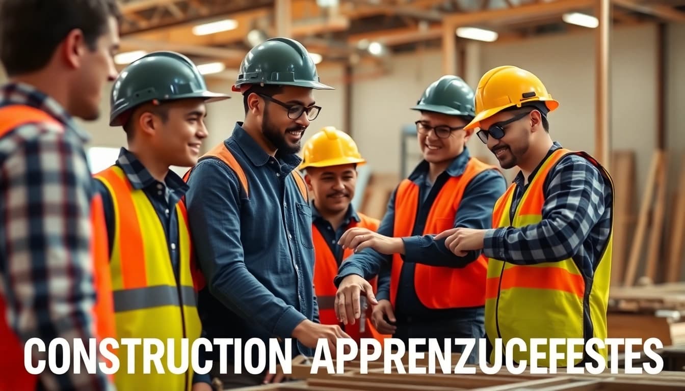 Apprentices learning through hands-on training in construction apprenticeships Carolinas with teamwork.