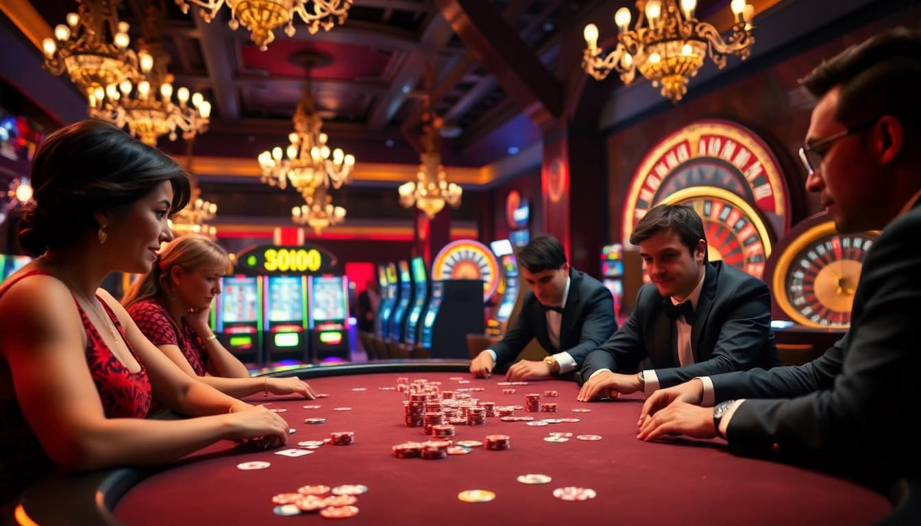 Rasakan sensasi Datukwin di meja poker kasino yang seru dengan chip berwarna-warni dan kartu.