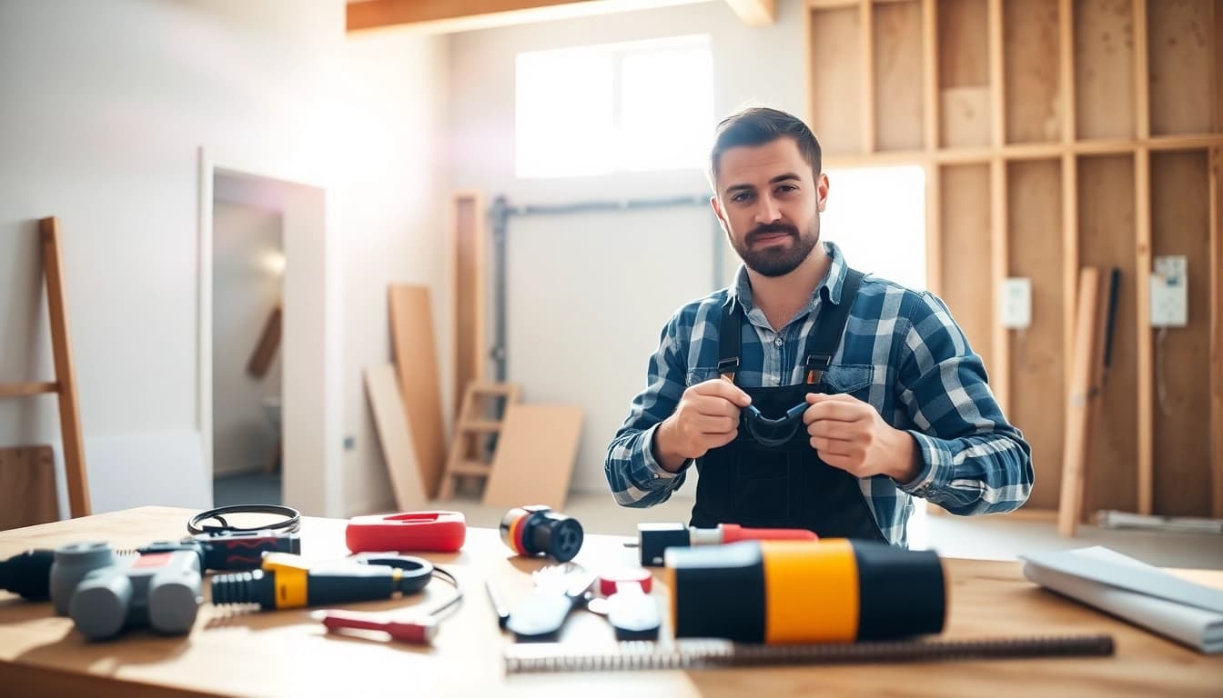 Electrician apprenticeship Hawaii: A focused apprentice wiring in a modern setting.