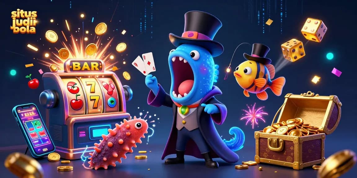 Engage in situs judi bola magic with animated sea creatures showcasing vibrant casino elements!