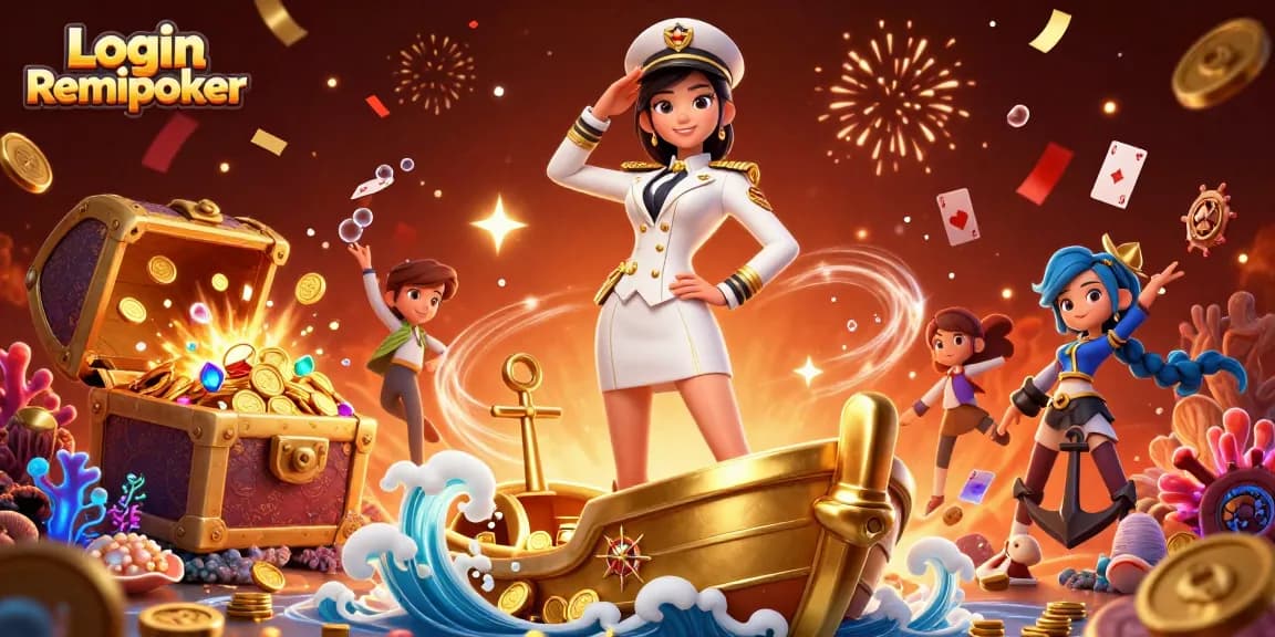Experience winning at Login Remipoker with an exciting 3D casino-themed illustration.