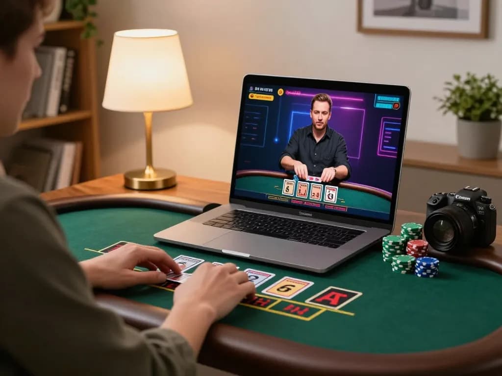View of a player engaging with a live dealer game at TG88 online casino setup