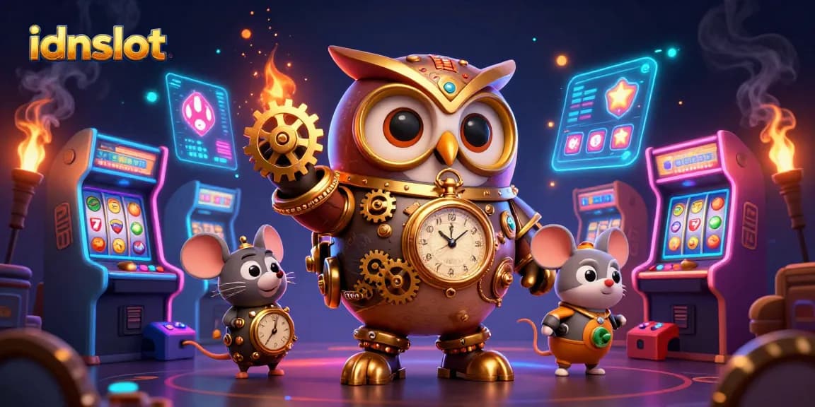 Experience the excitement of idnslot with vibrant 3D arcade elements and casino icons!