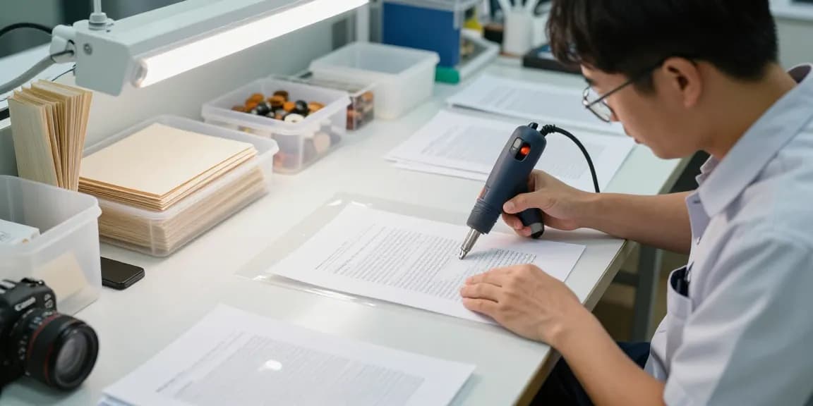 Bóc ép plastic chính xác tại Hà Nội với kỹ thuật viên lành nghề gỡ bỏ lớp phủ, giới thiệu khôi phục tài liệu.