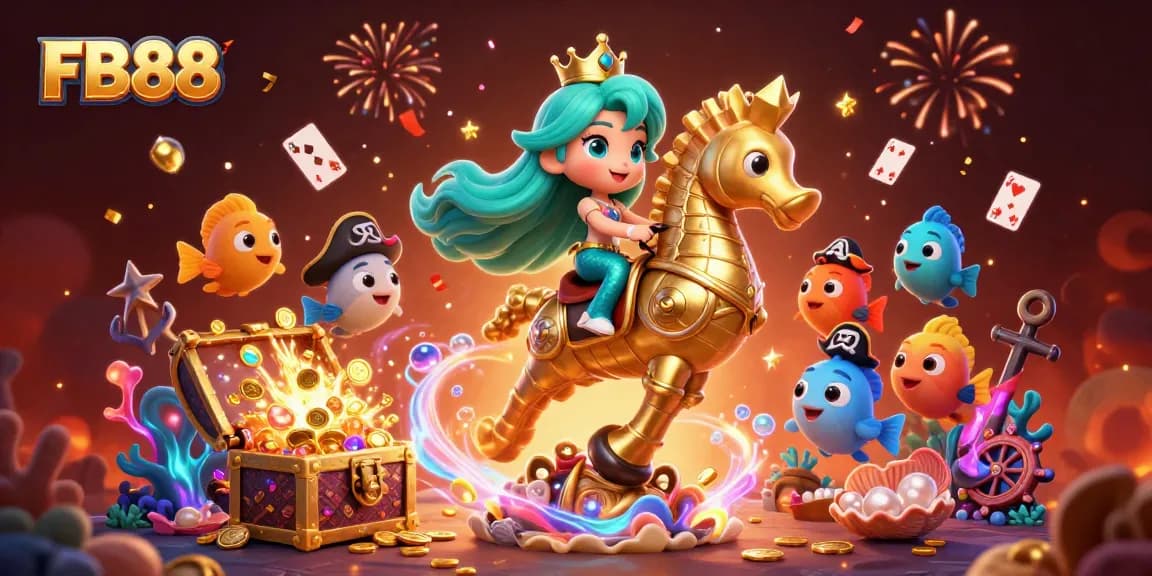 Engage in thrilling play at FB88 with vibrant casino elements and underwater treasures.