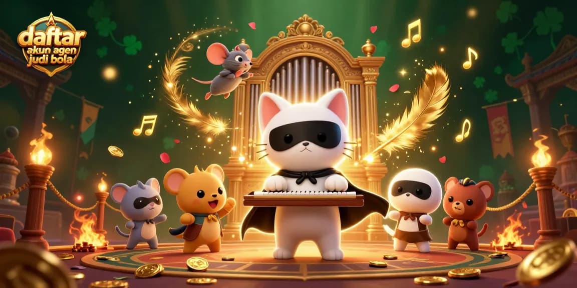 Experience the excitement of daftar akun agen judi bola with a vibrant casino scene featuring 3D characters.