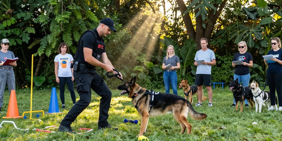ROKOK88 link alternatif harness training with K9 and handler in park