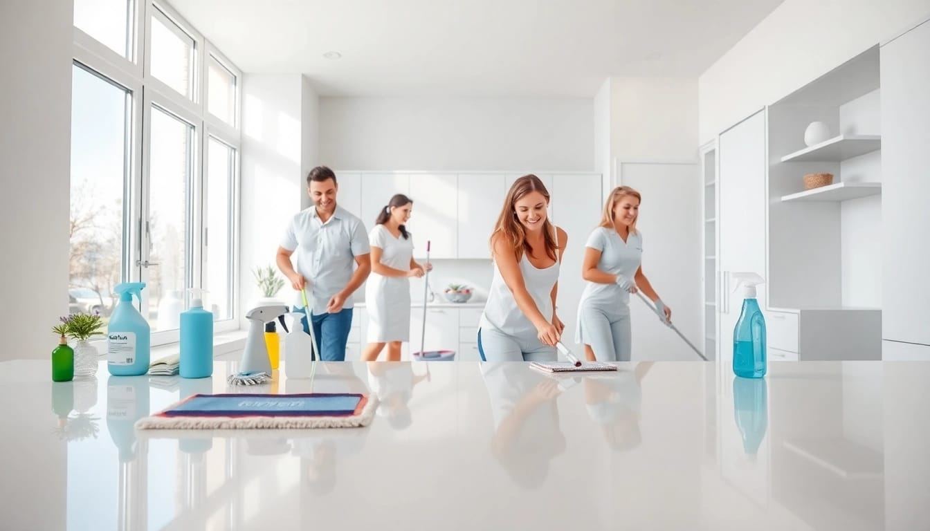 Experience exceptional cleaning services near me with a dedicated team in a beautifully organized room.