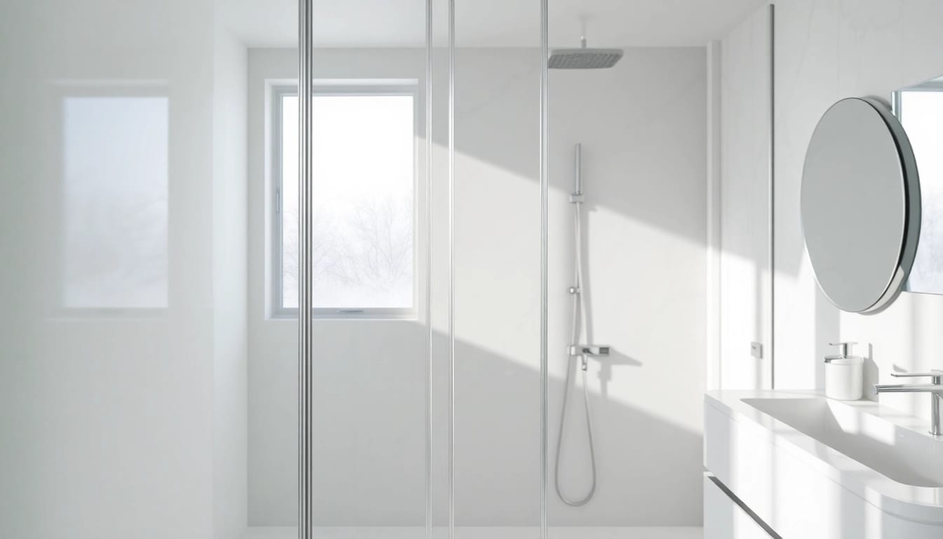 Duschkabine 90x90 komplett in einem modernen Badezimmer, elegante Design-Details präsentieren.