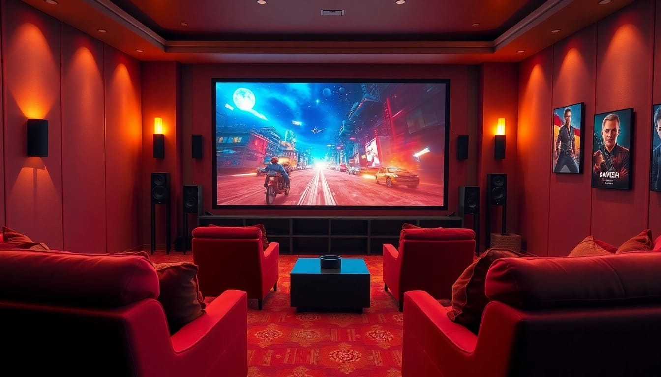 Enjoy movies with stunning visuals in this หนังออนไลน์ home theater setup.