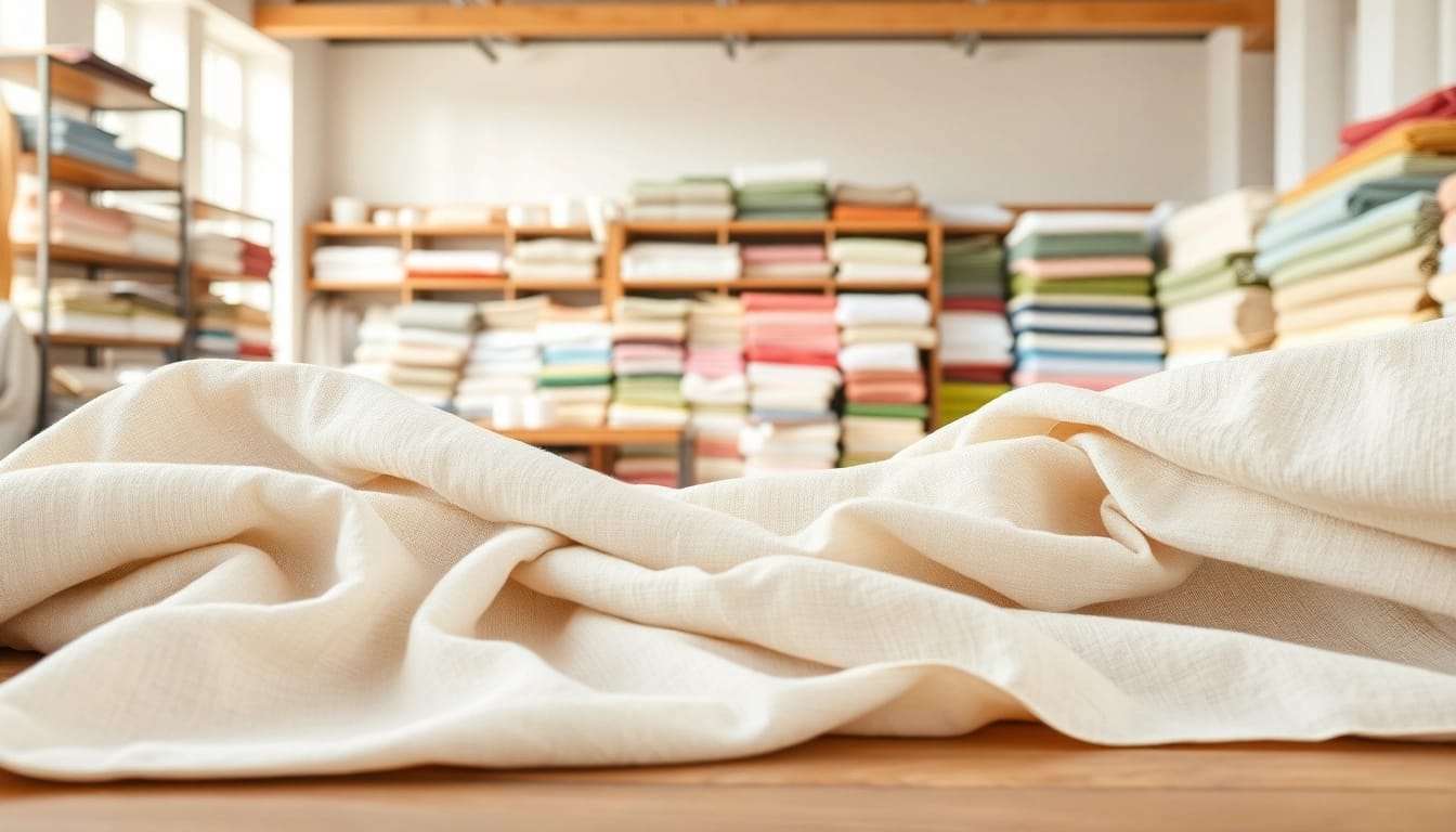 Linnen stoffen in diverse kleuren en texturen, perfect voor creatieve projecten.