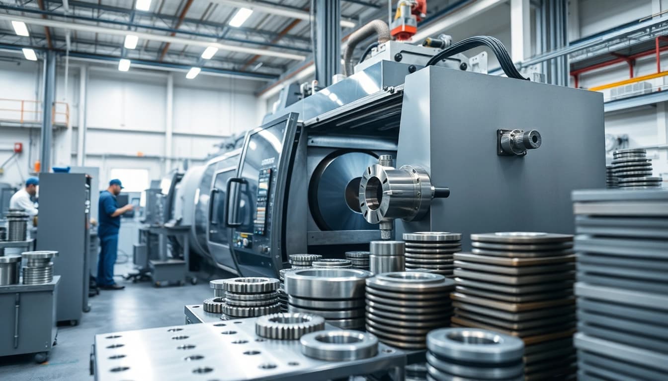 Custom part manufacturer showcasing precise CNC lathe machining and finished components.