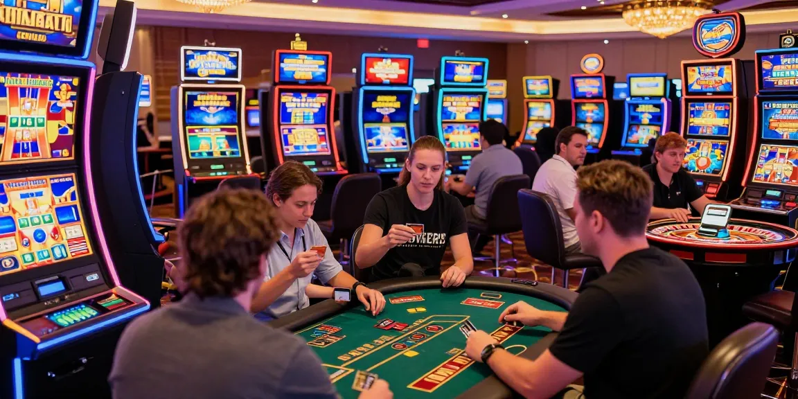Players enjoying credit card casinos UK in an energetic gaming environment filled with vibrant lights and engaging activities.