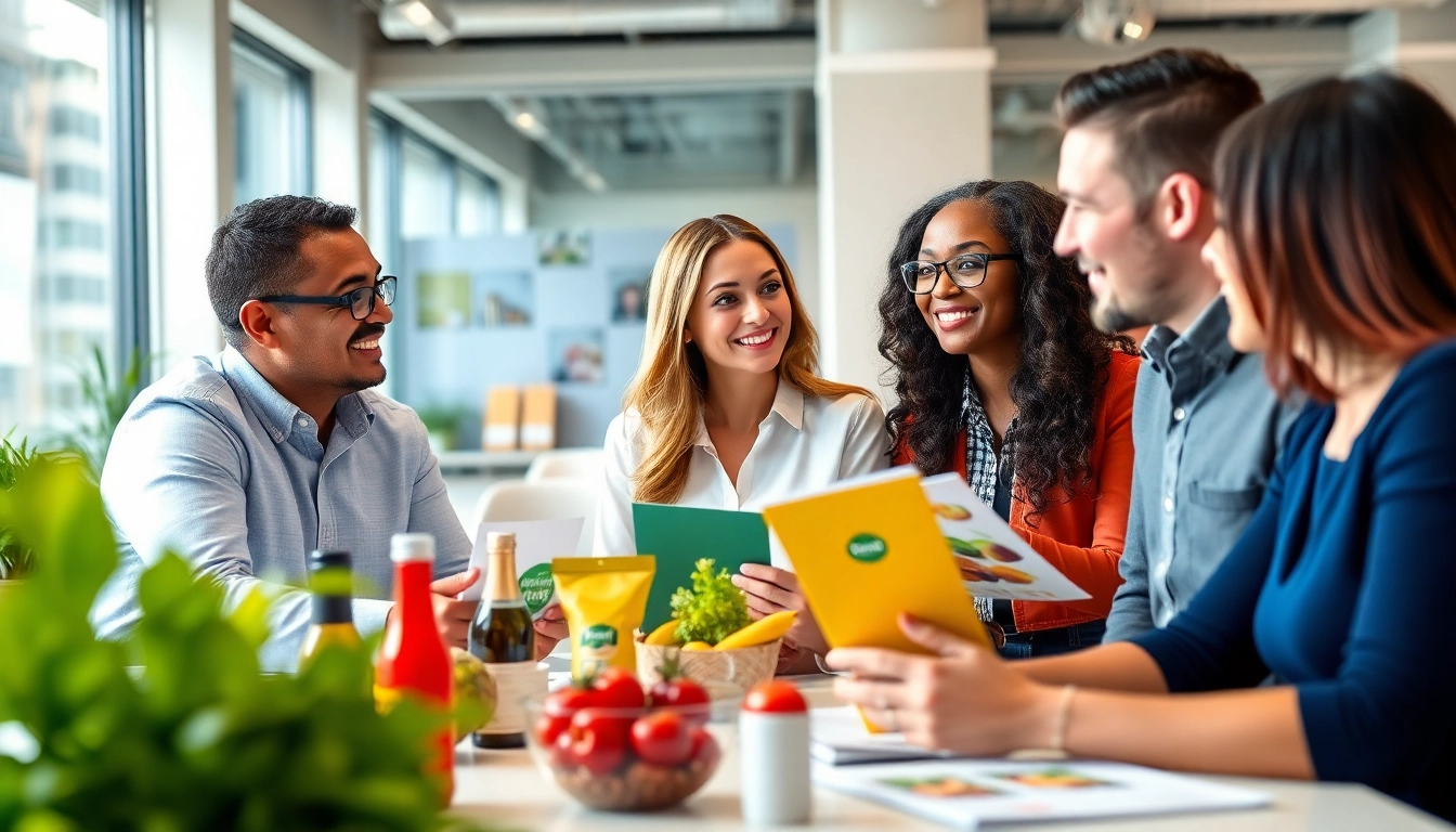 Engaged team strategizing as a leading Food & Beverage Recruiting Firm in a vibrant office setting.