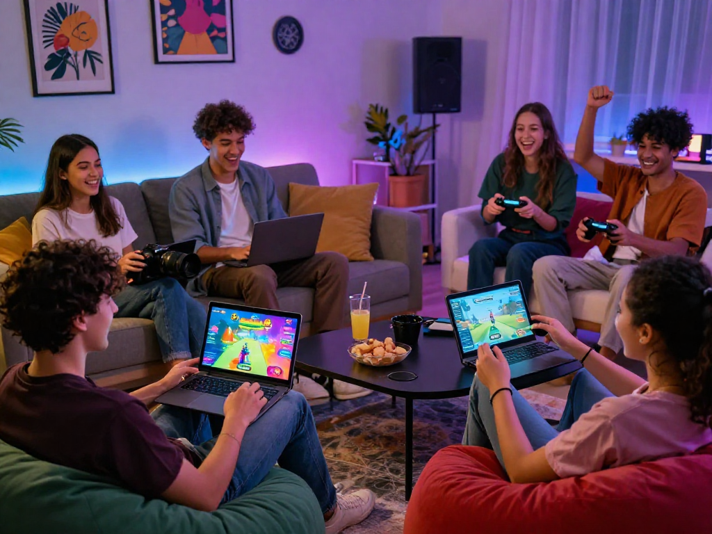Friends enjoying an adult game session together in a cozy living room