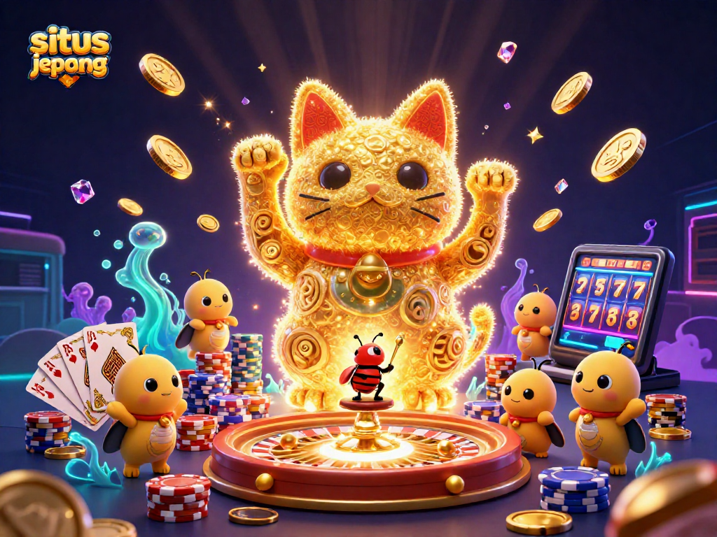 Play engaging games at situs slot jepang with vibrant casino symbols and dynamic 3D visuals.