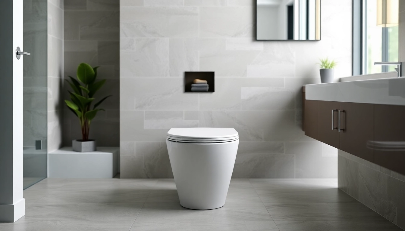 Scopri copri wc elegante in un bagno moderno con dettagli raffinati.