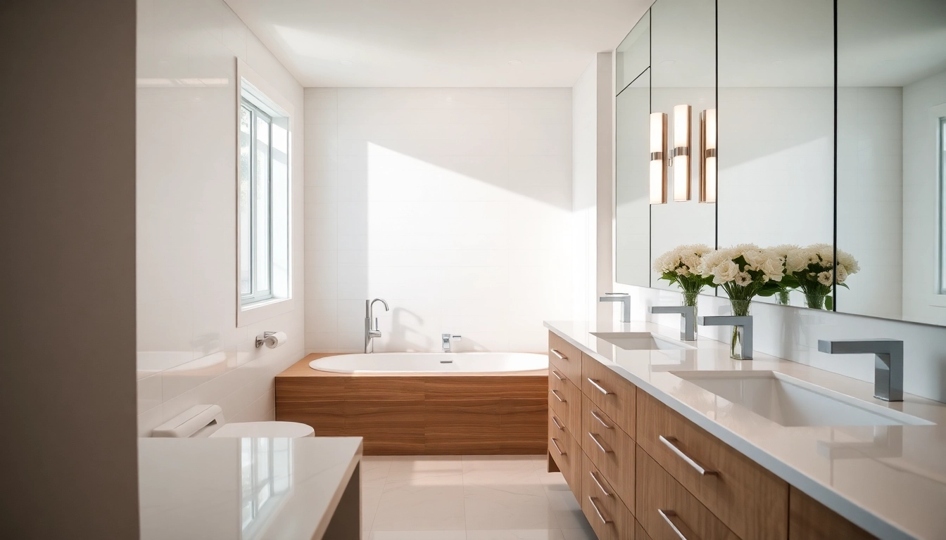 Visualizing bathroom renovation cost in a beautifully renovated modern bathroom showcasing elegant designs.