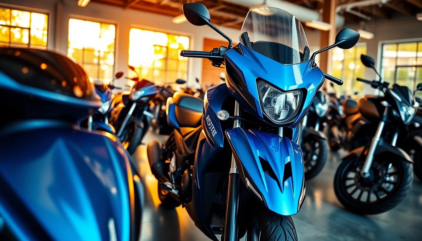 Shop budget DOT approved motorcycles for sale in a stylish showroom environment