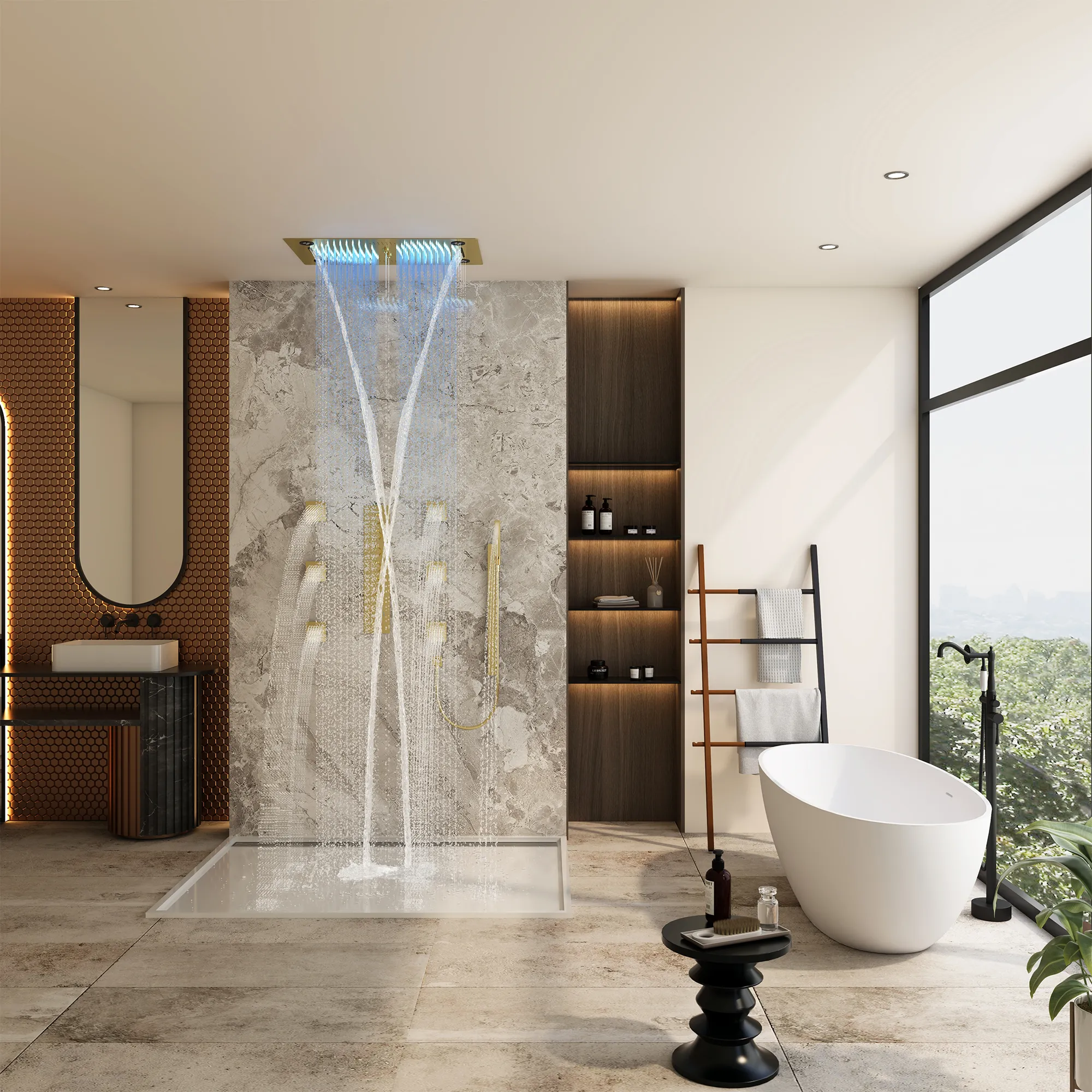 Space-Saving Designs Featuring a Black Shower Door
