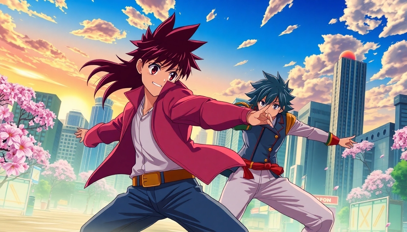 Watch anime series online with dynamic anime characters in an action-packed scene.