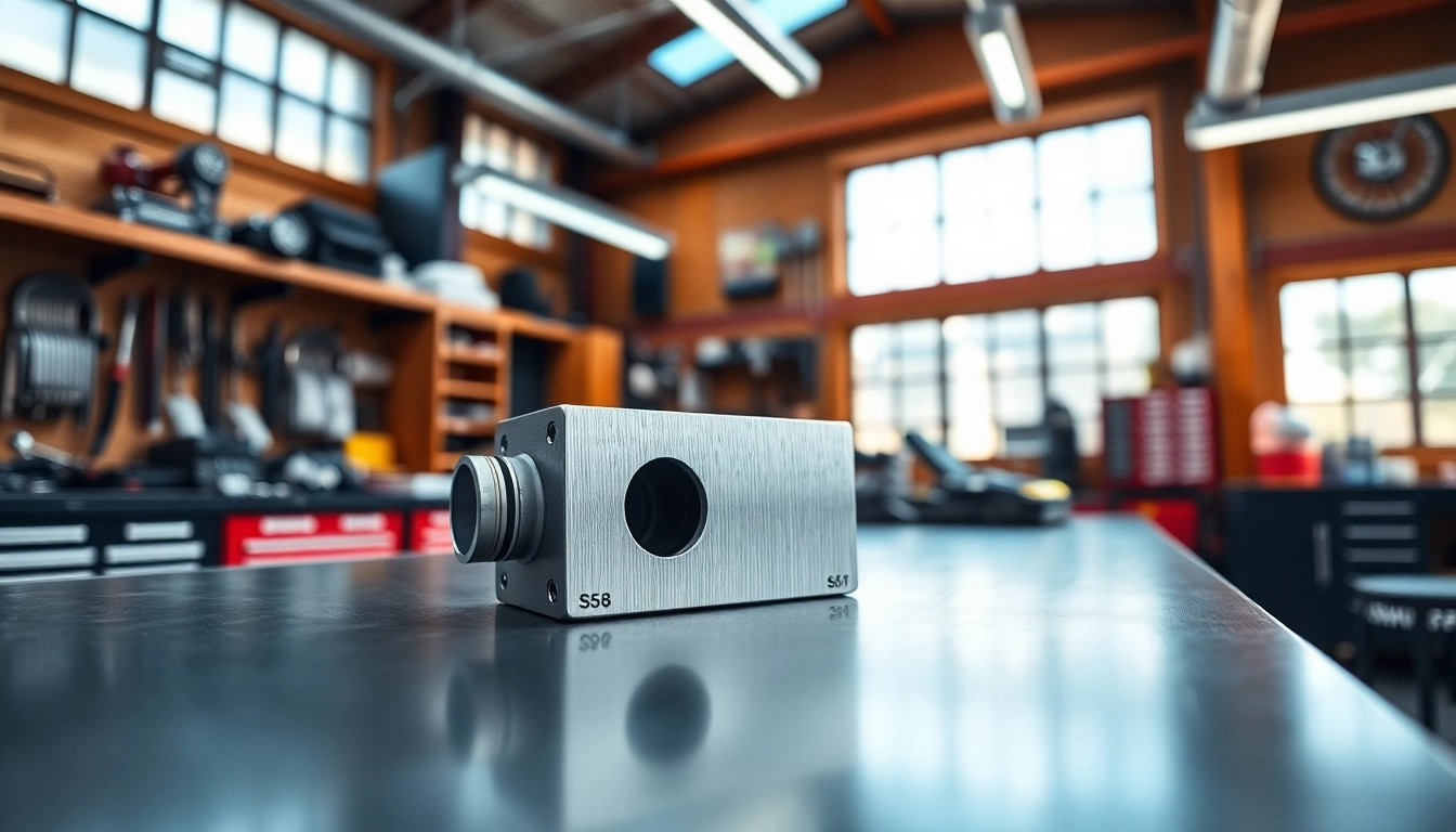 Showcasing an S58 Intake Block-Off Kit in a professional automotive workshop setting.