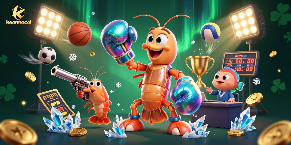 Bet on keonhacai with a dynamic sports scene featuring vibrant characters and animated sports elements.
