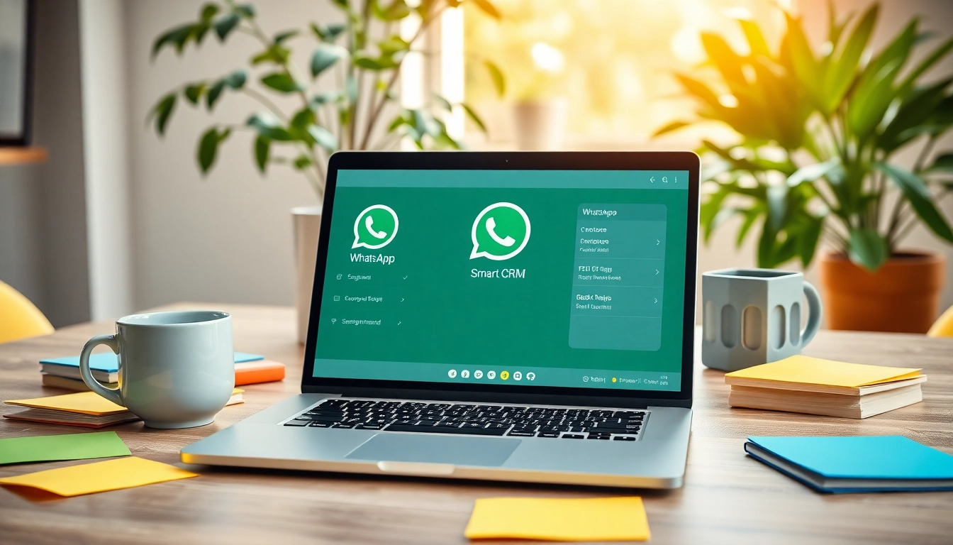 Engaging workspace featuring WhatsApp Smart CRM on display, encouraging productivity.