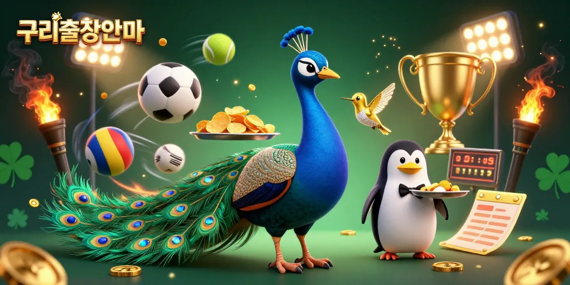 Experience the excitement of 구리출장안마 with an elaborate peacock scene amidst a vibrant sports gambling atmosphere.