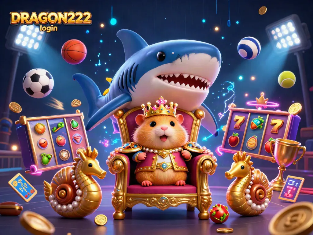 Engage with the latest slot strategies and features on DRAGON222 login, showcasing a vibrant gaming scene.