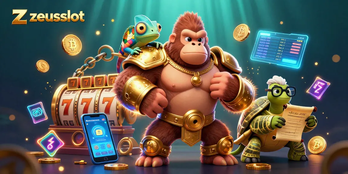 Experience zeusslot with vibrant characters amidst jackpot reels and crypto coins.