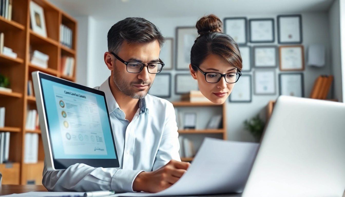 Showcase of grants and pre-post award compliance process with a consultant in a bright office.