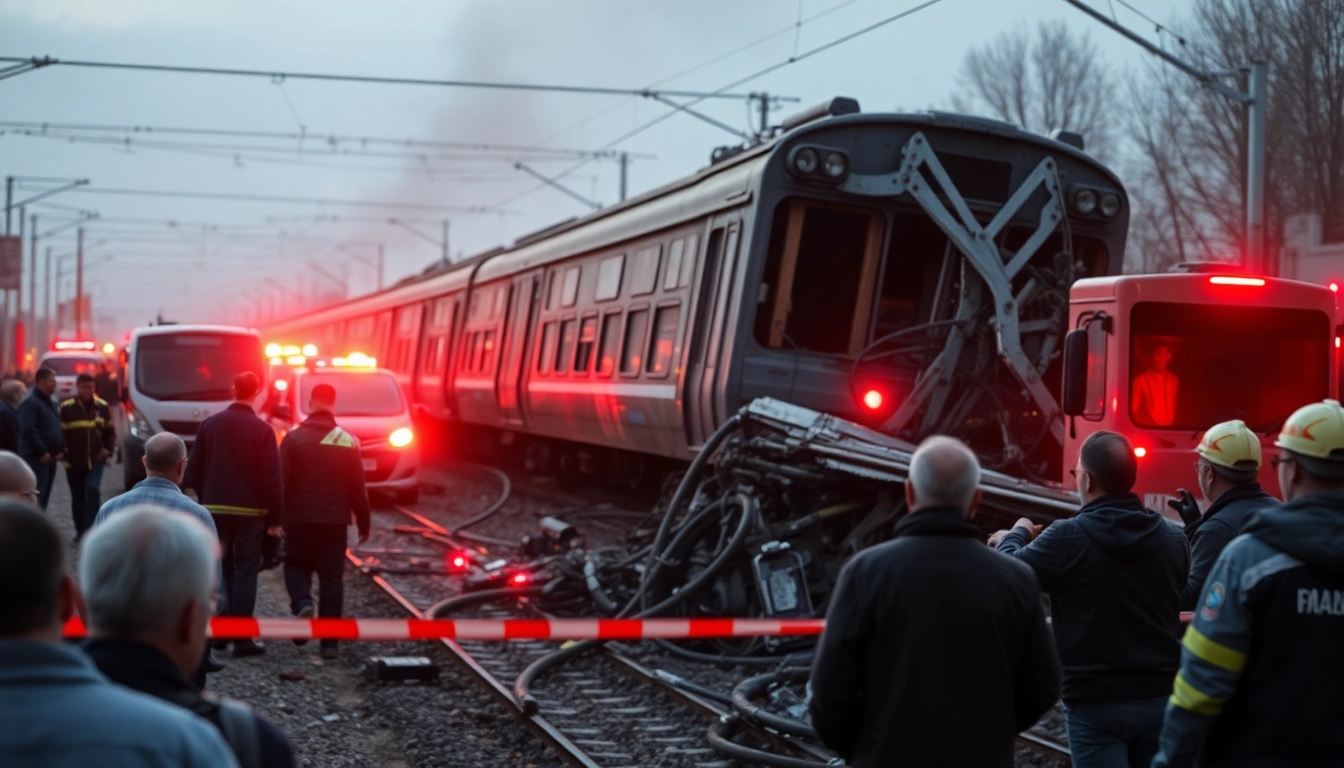 Emergency responders treating victims of the spain train crash surrounded by wreckage and chaos.
