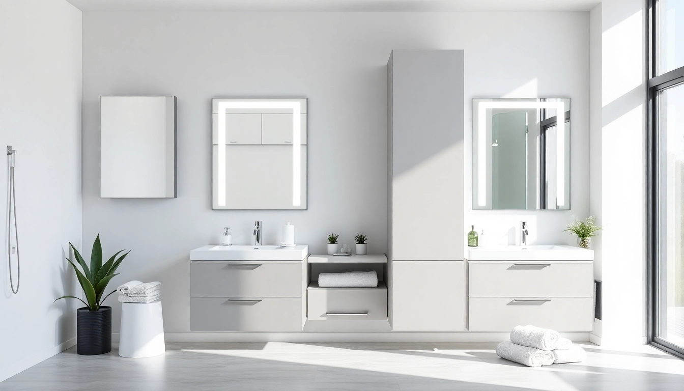 Entdecken Sie den eleganten sonni Spiegelschrank mit LED-Beleuchtung im modernen Badezimmer.