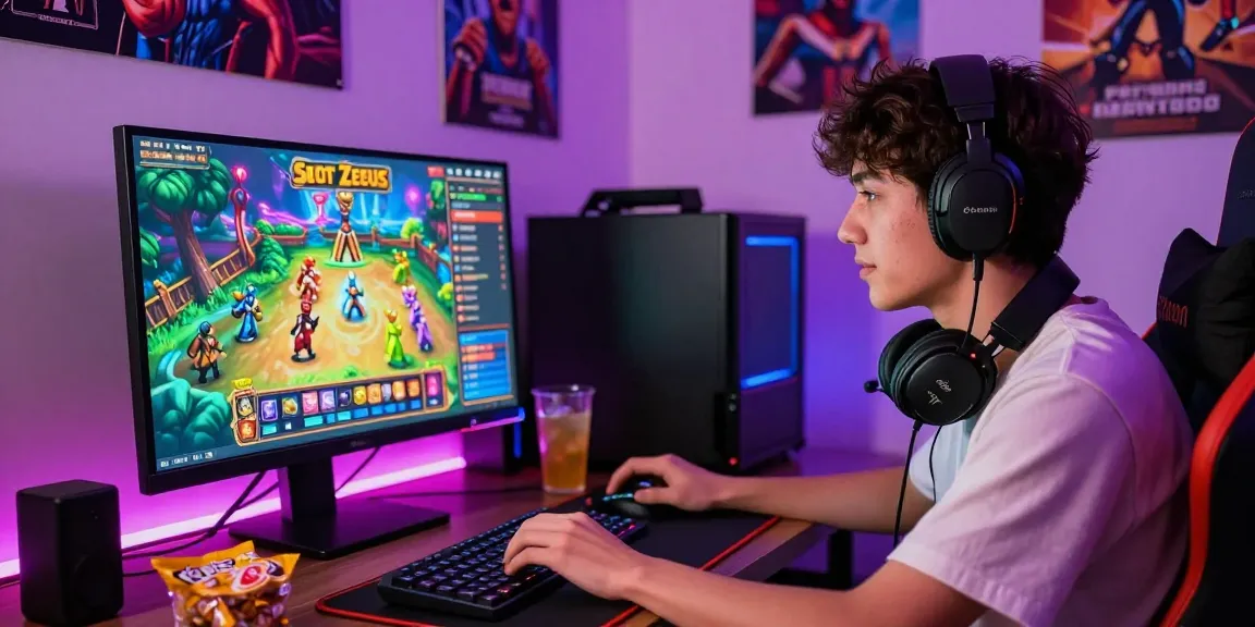 Engaged player enjoying Slot Zeus gaming experience with vivid graphics and ambient lighting.