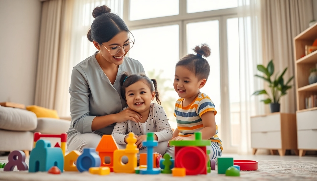 Caring nanny supporting children in Dubai, showcasing the Nanny Visa Dubai experience.