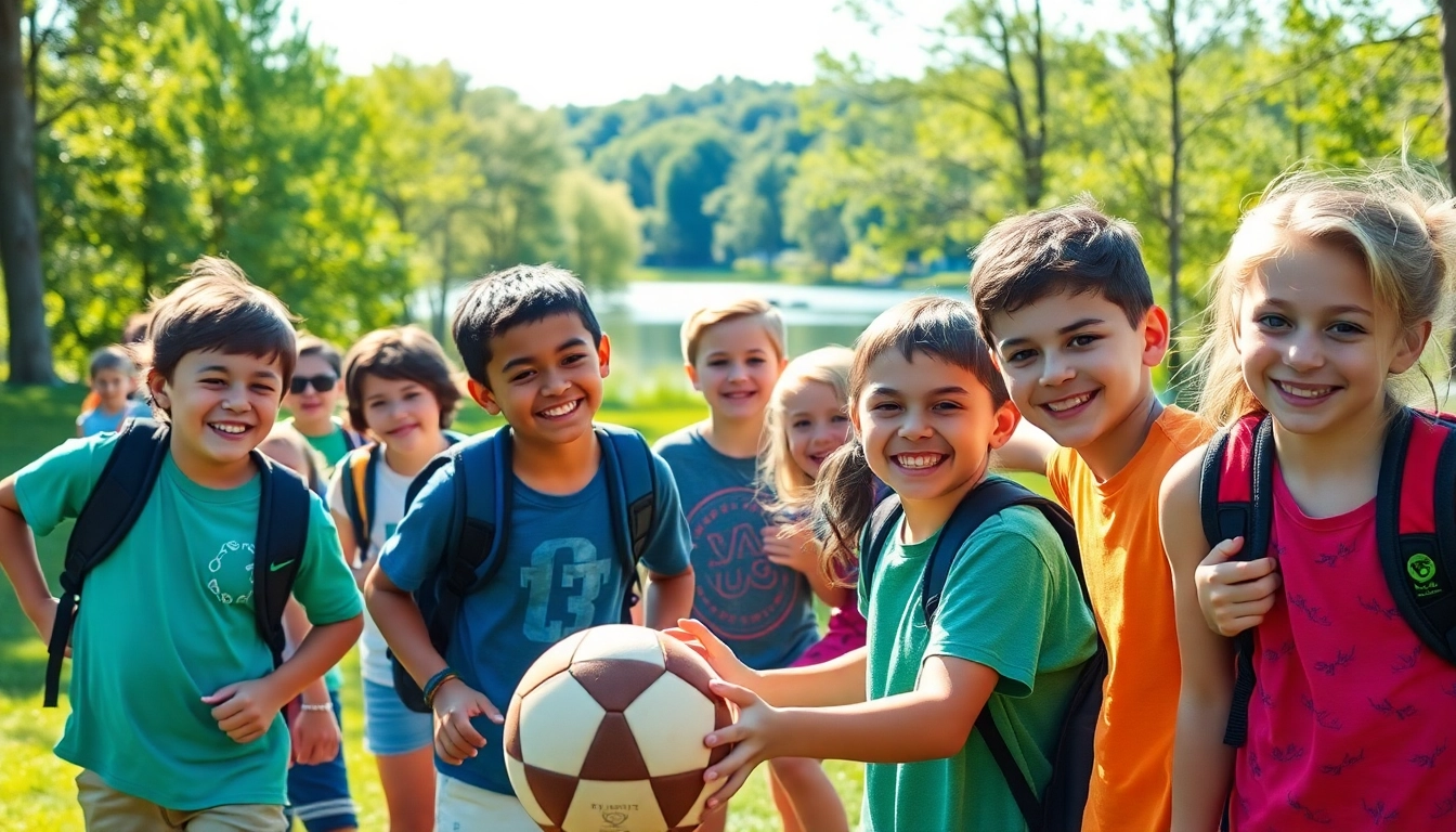 Children enjoying activities at illinois summer camps with cheerful expressions and vibrant nature.