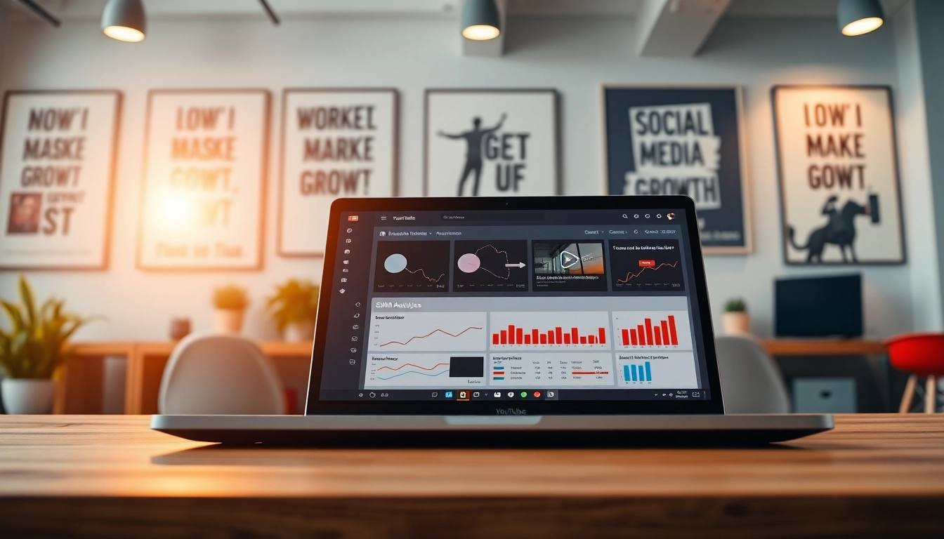 Engage with the advanced features of the youtube smm panel displayed in a modern workspace.