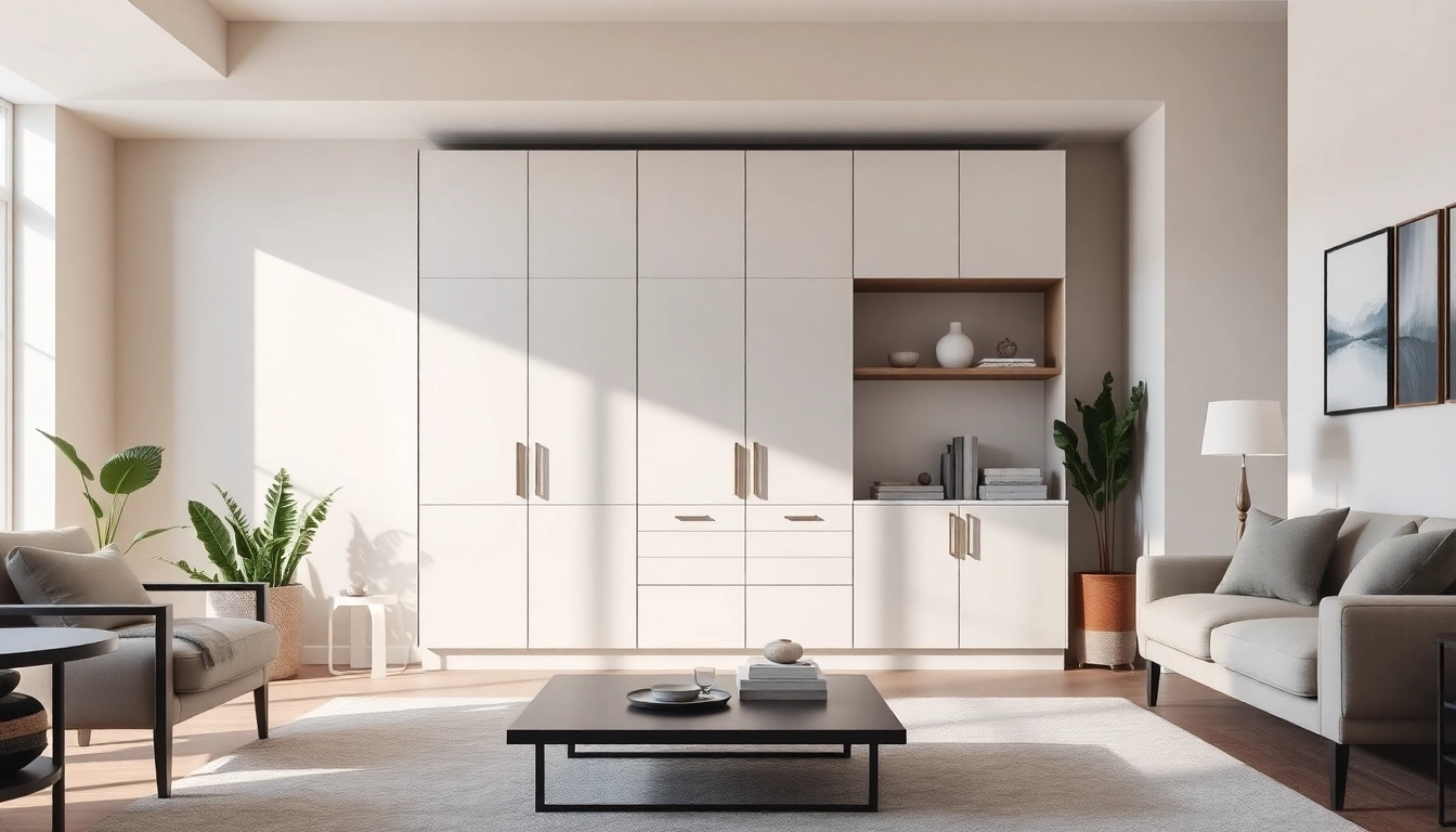 Discover a stylish storage cabinet in a contemporary living room setting with elegant décor.