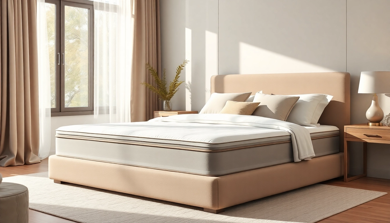 Showcasing a full low profile box spring in a beautifully designed bedroom with cozy linens and natural light.