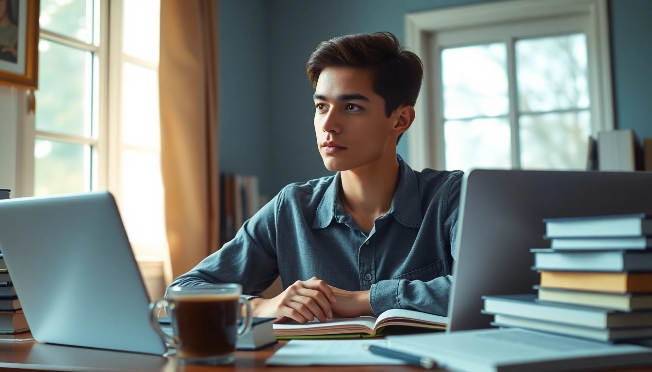 Hire someone to take LSAT for you, a focused student preparing for the exam in a cozy study.