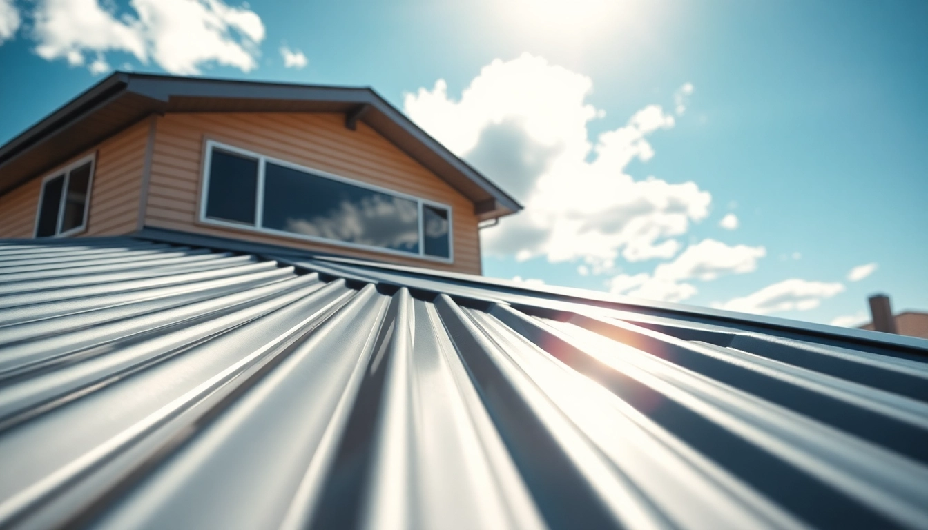 View of professional metal roofing calgary installation showcasing shiny, durable materials.