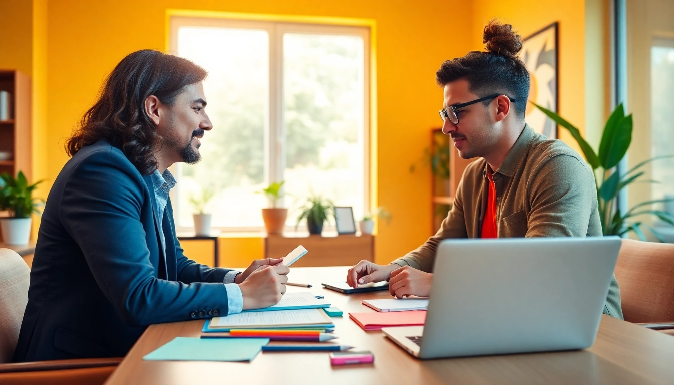Find my true calling consultation with a career coach in a vibrant office atmosphere.