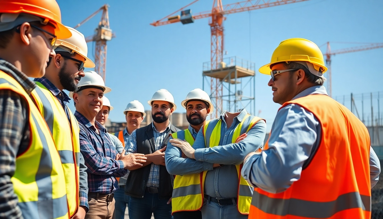 Engaged construction site safety training session highlighting essential safety protocols.